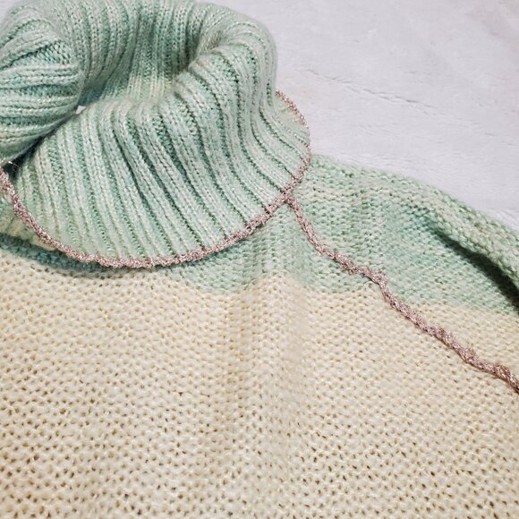 Anthropologie Ee:Some Metallic Turtleneck Fairy Bohemian Cropped Knit Sweater M - Picture 3 of 9